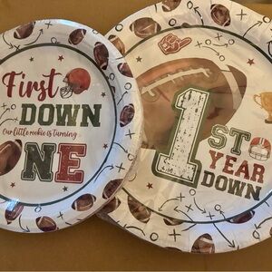 1st birthday Football Themed Party Pack - Green, Red, Brown